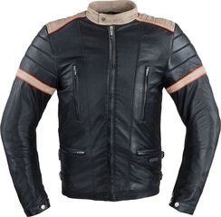 Vyriška odinė striukė W-TEC Hellsto - Black with Beige and Orange Stripe M kaina ir informacija | Moto striukės | pigu.lt