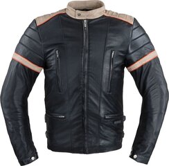 Vyriška odinė striukė W-TEC Hellsto - Black with Beige and Orange Stripe L цена и информация | Мотоциклетные куртки | pigu.lt