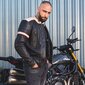 Vyriška odinė striukė W-TEC Hellsto - Black with Beige and Orange Stripe XXL kaina ir informacija | Moto striukės | pigu.lt