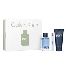 Подарочный набор Calvin Klein Defy EDT 100 мл, миниатюрный EDT 10 мл и гель для душа для тела и волос 100 мл цена и информация | Мужские духи | pigu.lt