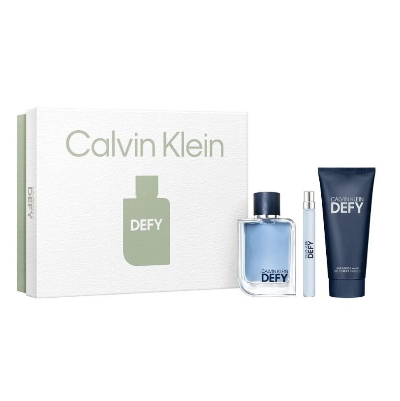 Rinkinys Calvin Klein Defy vyrams: Tualetinis vanduo EDT, 100 ml + kelioninis EDT, 10 ml + dušo žėlė, 100 ml цена и информация | Kvepalai vyrams | pigu.lt