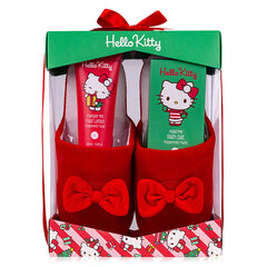 Pėdų priežiūros dovanų rinkinys su Hello Kitty: pedų kremas, 100ml + vonios druska, 100g + šlepetės kaina ir informacija | Dušo želė, aliejai | pigu.lt