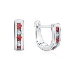 MOISS Элегантные серебряные серьги с прозрачными и красными цирконами E0000177 цена и информация | Серьги | pigu.lt