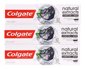 Aktyvuotos anglies Natura ls dantų pasta su Charcoal Trio, 3 x 75 ml kaina ir informacija | Colgate Kvepalai, kosmetika | pigu.lt