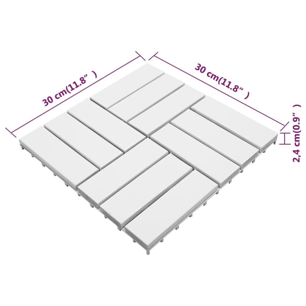 vidaXL Terasos plytelės, 30vnt., baltos, 30x30cm, akacijos masyvas kaina ir informacija | Terasos grindys | pigu.lt