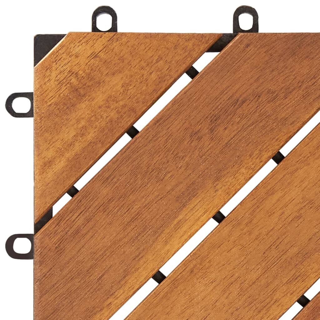 vidaXL Terasos plytelės, 30vnt., rudos, 30x30cm, akacijos masyvas kaina ir informacija | Terasos grindys | pigu.lt