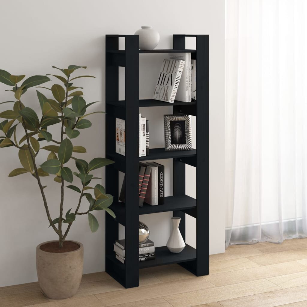 Spintelė knygoms/kambario pertvara, juoda, 60x35x160cm, mediena kaina ir informacija | Lentynos | pigu.lt