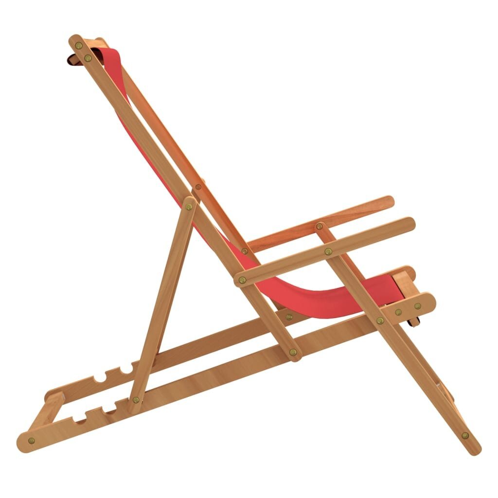 Sulankstoma paplūdimio kėdė, raudona, tikmedžio masyvas цена и информация | Lauko kėdės, foteliai, pufai | pigu.lt