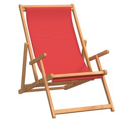 Sulankstoma paplūdimio kėdė, raudona, tikmedžio masyvas цена и информация | Садовые стулья, кресла, пуфы | pigu.lt