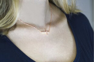 Серебряное колье с покрытием из розового золота с крестом Beneto AGS196 / 47-ROSE цена и информация | Украшения на шею | pigu.lt