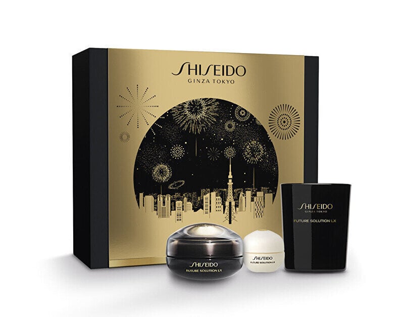 Rinkinys Shiseido Future Solution: akių ir lūpų srities kremas, 17 ml + veido kremas, 6 ml + žvakė цена и информация | Paakių kremai, serumai | pigu.lt