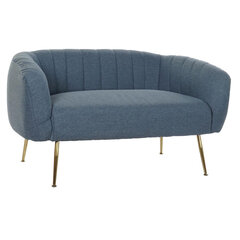 Sofa DKD Home Decor Porolonas Mėlyna Auksinis Metalinis Medžio Poliesteris (129 x 75 x 73 cm) kaina ir informacija | Sofos | pigu.lt