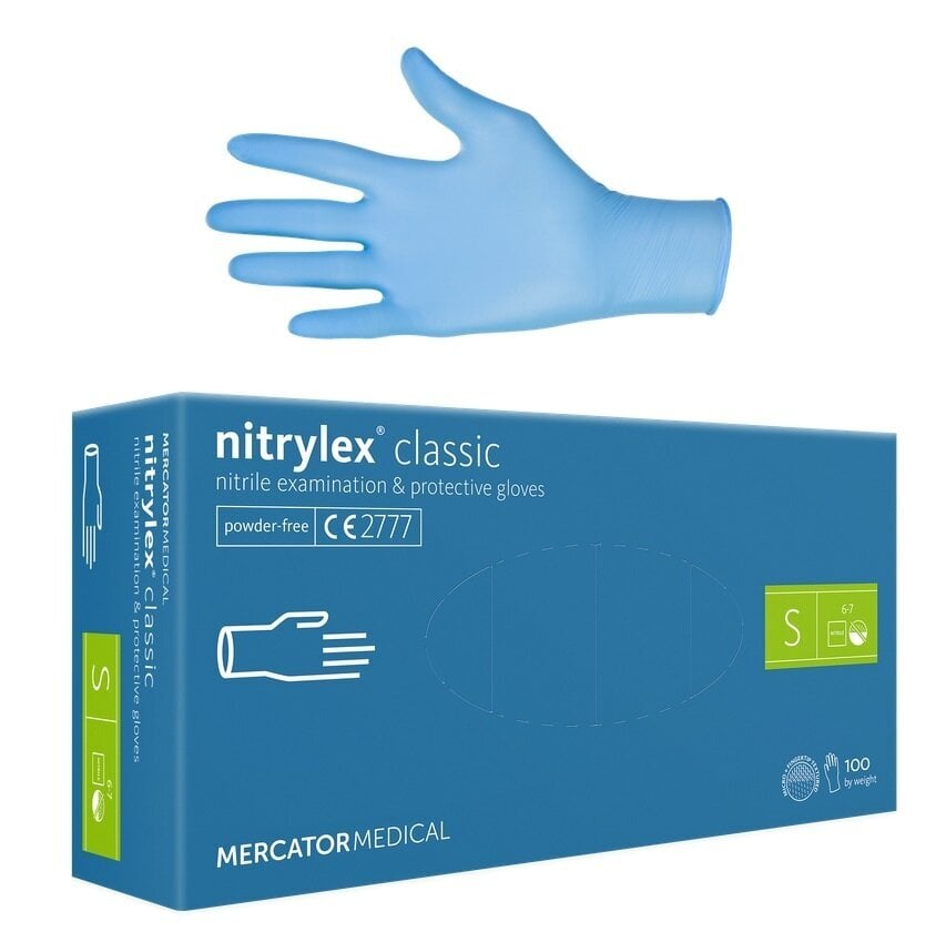 Nitrilo pirštinės Mercator Nitrylex Classic S, 100vnt. kaina ir informacija | Pirmoji pagalba | pigu.lt