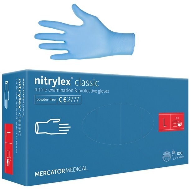 Nitrilo pirštinės Mercator Nitrylex Classic L, 100vnt. kaina ir informacija | Pirmoji pagalba | pigu.lt