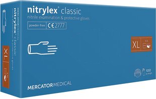 Nitrilo pirštinės MERCATOR Nitrylex Classic XL, 100vnt. kaina ir informacija | Darbo pirštinės | pigu.lt