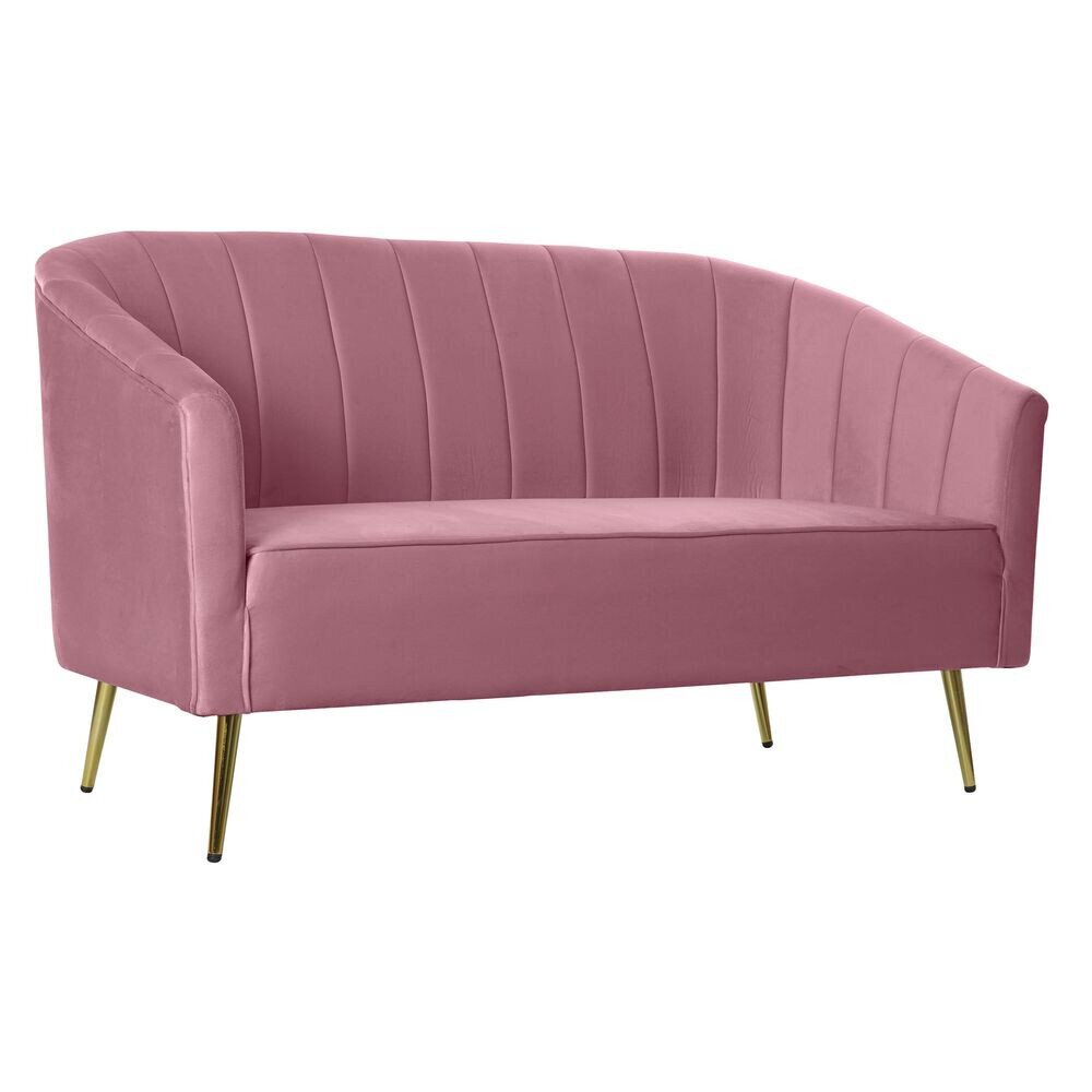 Sofa DKD Home Decor Rožinė Metalinis Poliesteris Kempinė Medžio MDF (140 x 77 x 81 cm) kaina ir informacija | Sofos | pigu.lt