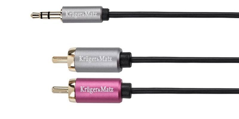 Kruger&Matz, 3.5 mm, 2 RCA, 1 m kaina ir informacija | Kabeliai ir laidai | pigu.lt