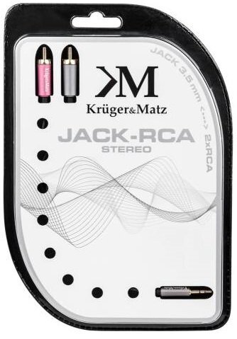 Kruger&Matz, 3.5 mm, 2 RCA, 1 m kaina ir informacija | Kabeliai ir laidai | pigu.lt