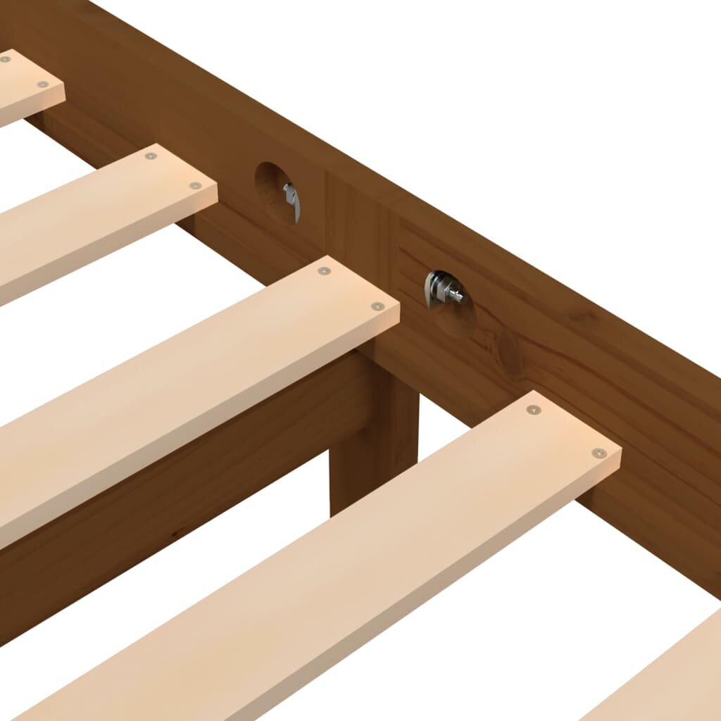 vidaXL Lovos rėmas, medaus rudas, 200x200cm, pušies medienos masyvas kaina ir informacija | Lovos | pigu.lt