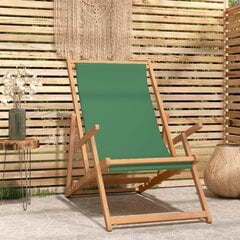 Sulankstoma paplūdimio kėdė, žalios spalvos, tikmedžio masyvas цена и информация | Садовые стулья, кресла, пуфы | pigu.lt