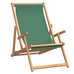 Sulankstoma paplūdimio kėdė, žalios spalvos, tikmedžio masyvas цена и информация | Садовые стулья, кресла, пуфы | pigu.lt