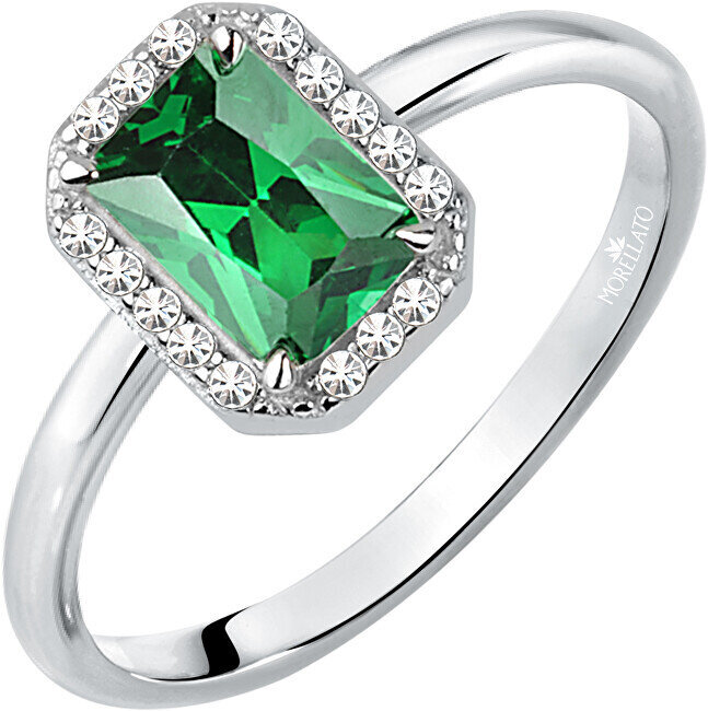 Blizgantis sidabrinis žiedas su žaliu akmeniu Morellato Tesori SAIW76 цена и информация | Žiedai | pigu.lt