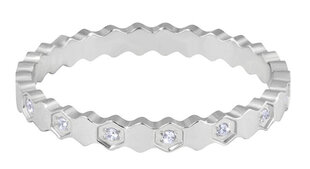 Plieninis žiedas su skaidriais sidabriniais cirkoniais Troli kaina ir informacija | Žiedai | pigu.lt