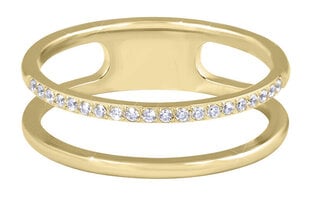 Dvigubas minimalistinis žiedas iš auksinio plieno Troli kaina ir informacija | Žiedai | pigu.lt