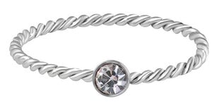 Troli Мягкое витое стальное кольцо с прозрачным серебряным цирконом цена и информация | Кольцо | pigu.lt