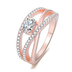 Beneto Серебряное кольцо с покрытием из розового золота и цирконами AGG331 цена и информация | Кольца | pigu.lt
