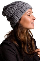 BK057 Шапка из плетеной косы с отворотом - серая цена и информация | Женские шапки | pigu.lt