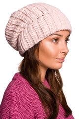 BK058 Шапка-цепочка плетения с отворотом - розовая цена и информация | Женские шапки | pigu.lt
