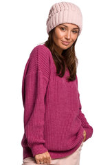 BK058 Шапка-цепочка плетения с отворотом - розовая цена и информация | Женские шапки | pigu.lt