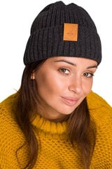 БК059 Кепка с отворотом и кокардой - графит цена и информация | Женские шапки | pigu.lt