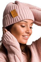 БК059 Кепка с отворотом и кокардой - розовая цена и информация | Женские шапки | pigu.lt