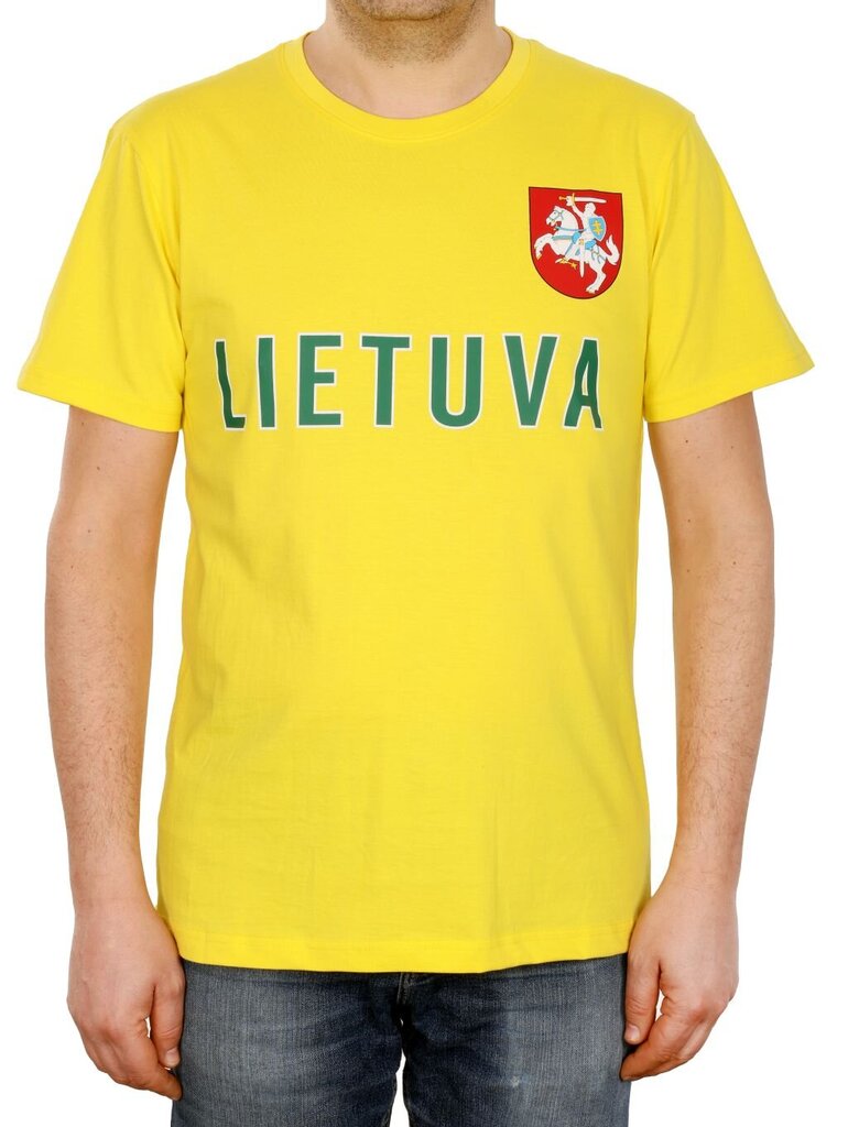 Vyriški sirgalių marškinėliai su lietuviška atributika, geltoni цена и информация | Lietuviška sirgalių atributika | pigu.lt