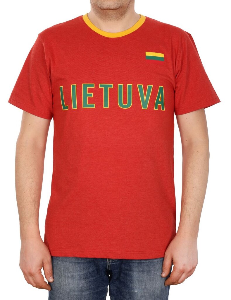 Vyriški marškinėliai Lietuva, raudoni kaina ir informacija | Lietuviška sirgalių atributika | pigu.lt