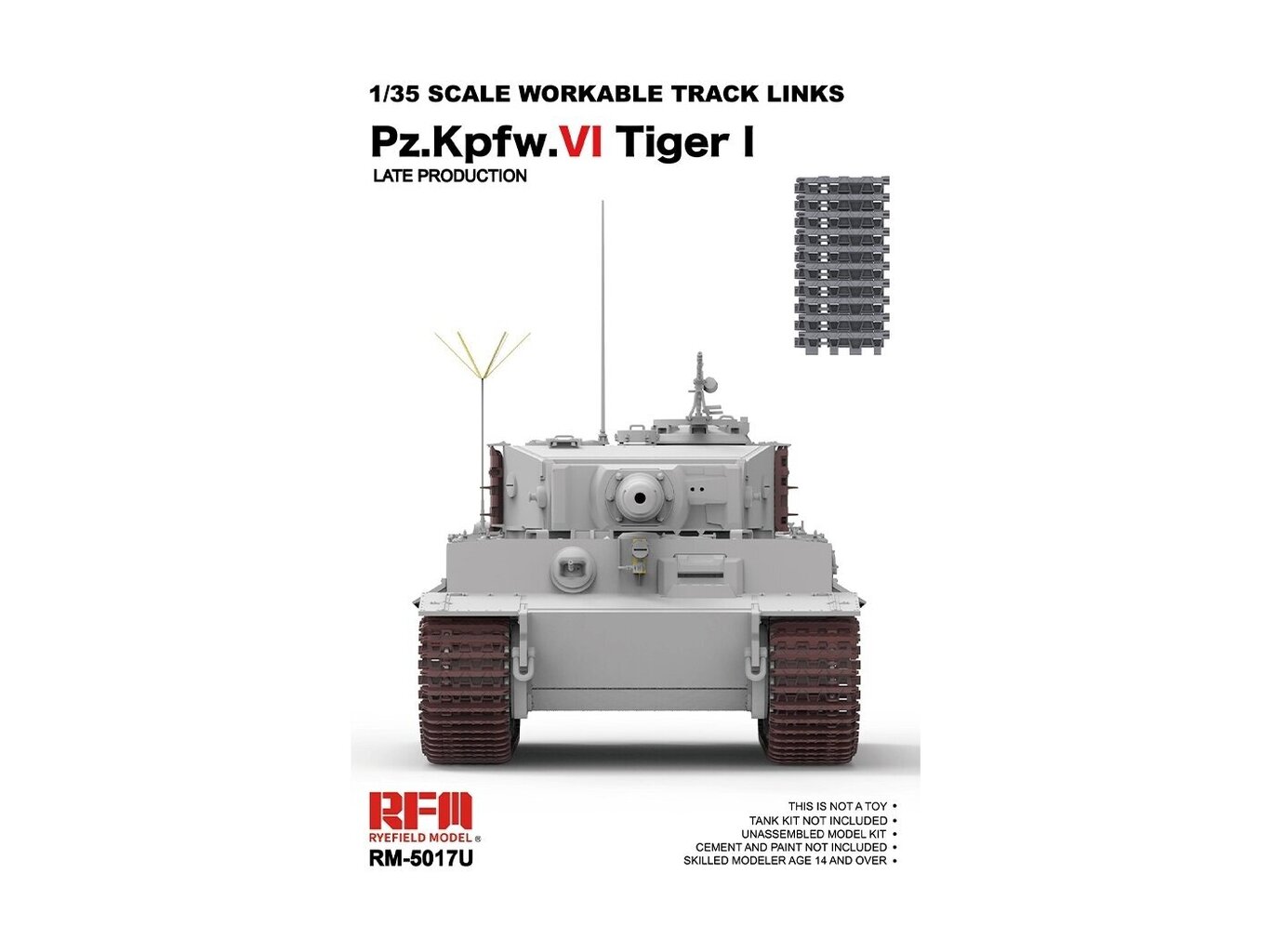 Priedas Rye Field Model - Tiger I Late Production Up-grade Ver. Workable Track Links, 1/35, 5017U kaina ir informacija | Piešimo, tapybos, lipdymo reikmenys | pigu.lt