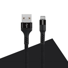 Maxlife MXUC-01 cable USB - USB-C 1,0 m 2A Black nylon цена и информация | Кабели для телефонов | pigu.lt