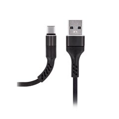 Maxlife MXUC-01 cable USB - USB-C 1,0 m 2A Black nylon цена и информация | Кабели для телефонов | pigu.lt