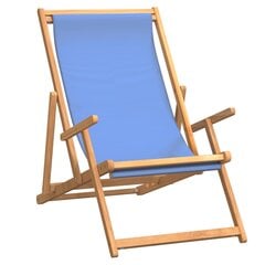 Sulankstoma paplūdimio kėdė, mėlynos spalvos, tikmedžio masyvas цена и информация | Садовые стулья, кресла, пуфы | pigu.lt
