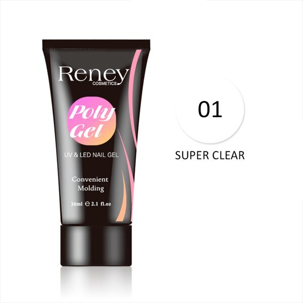 Nagų gelis Reney Poligeris Acrylgel Super Clear 01, 30ml kaina ir informacija | Nagų lakai, stiprintojai | pigu.lt