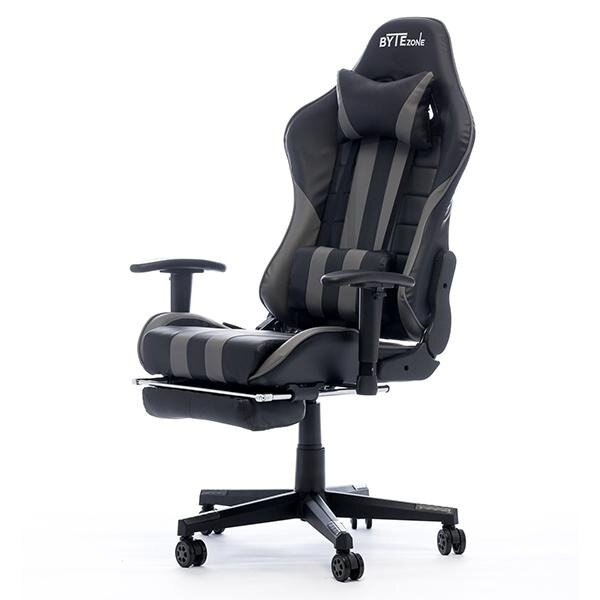 Masažuojanti Žaidimų kėdė ByteZone Python su bluetooth garsiakalbiais Gaming Chair, Juoda-pilka kaina ir informacija | Biuro kėdės | pigu.lt