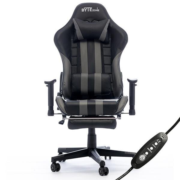 Masažuojanti Žaidimų kėdė ByteZone Python su bluetooth garsiakalbiais Gaming Chair, Juoda-pilka kaina ir informacija | Biuro kėdės | pigu.lt