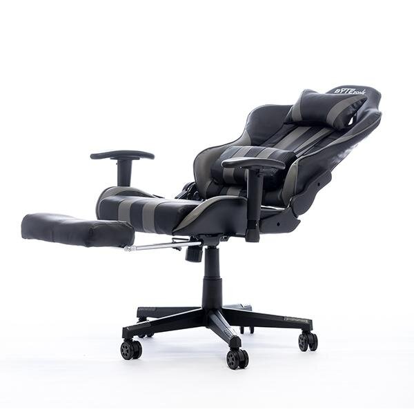 Masažuojanti Žaidimų kėdė ByteZone Python su bluetooth garsiakalbiais Gaming Chair, Juoda-pilka kaina ir informacija | Biuro kėdės | pigu.lt