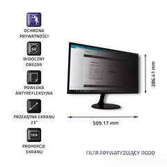 Qoltec 51057 display privacy filters 58.4 cm (23") kaina ir informacija | Monitorių laikikliai | pigu.lt