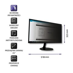 Qoltec 51061 Privacy filter 24" | 16:10 kaina ir informacija | Monitorių laikikliai | pigu.lt