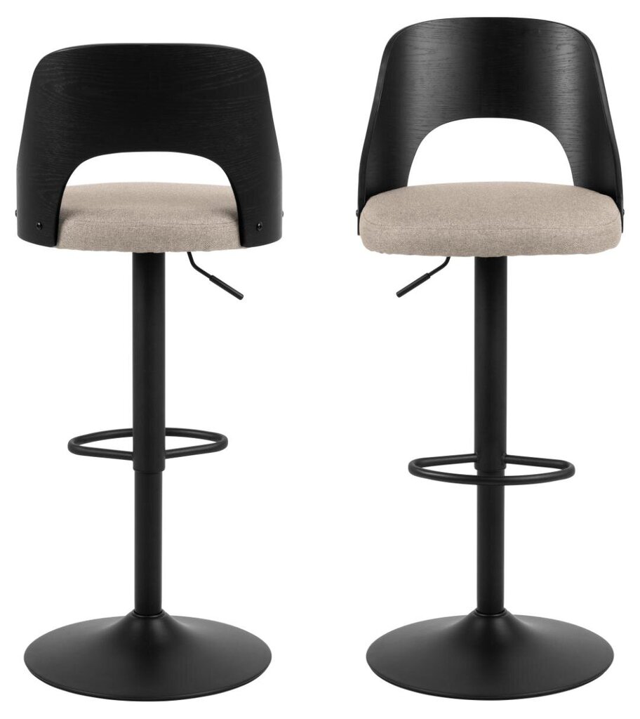 2-jų baro kėdžių komplektas Lucy, juodas/smėlio spalvos kaina ir informacija | Virtuvės ir valgomojo kėdės | pigu.lt