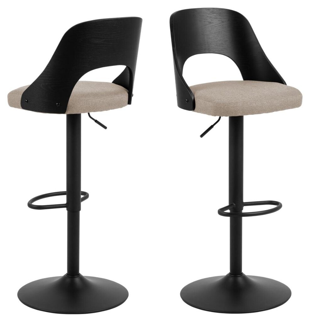 2-jų baro kėdžių komplektas Lucy, juodas/smėlio spalvos kaina ir informacija | Virtuvės ir valgomojo kėdės | pigu.lt