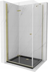 Dušo kabina Mexen Lima su padėklu ir sifonu, Gold+Black/Gold, 100x80,90 cm kaina ir informacija | Dušo kabinos | pigu.lt